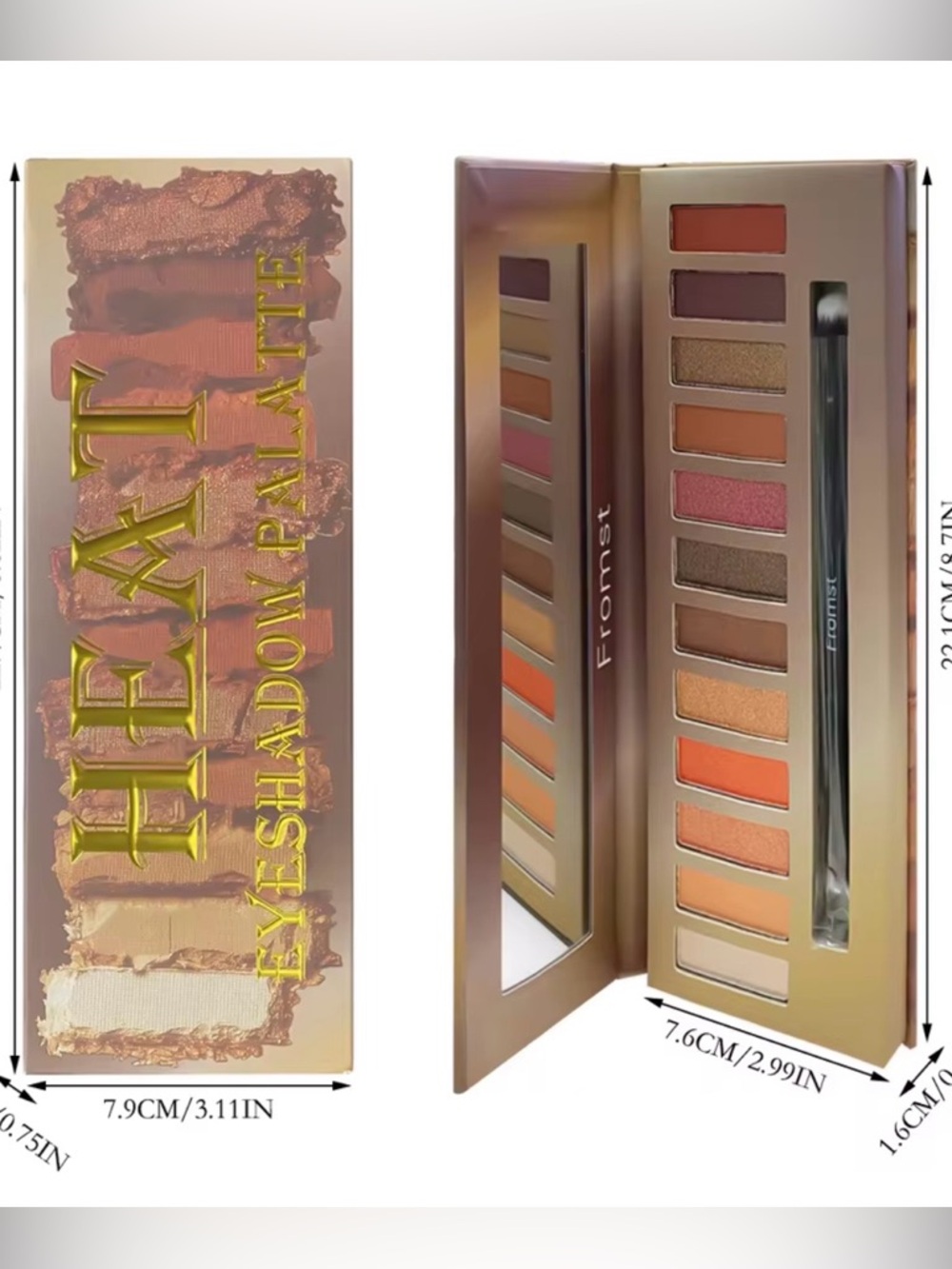 Heat Eyeshadow Palette - Warm Neutral Shades (Brown, Peach, Gold)